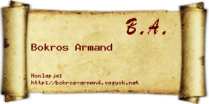 Bokros Armand névjegykártya